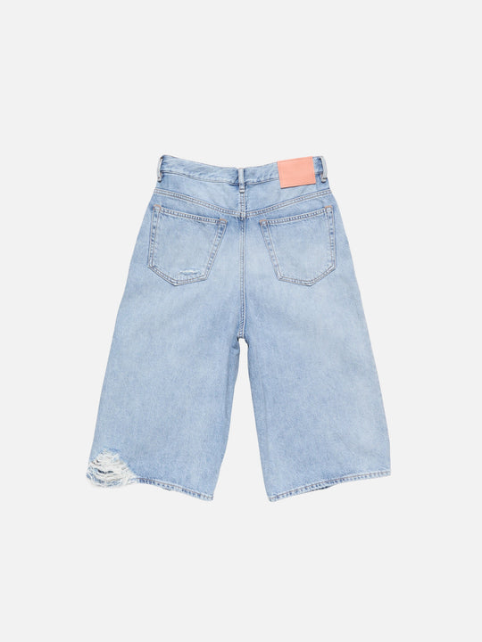Blue shorts, front view