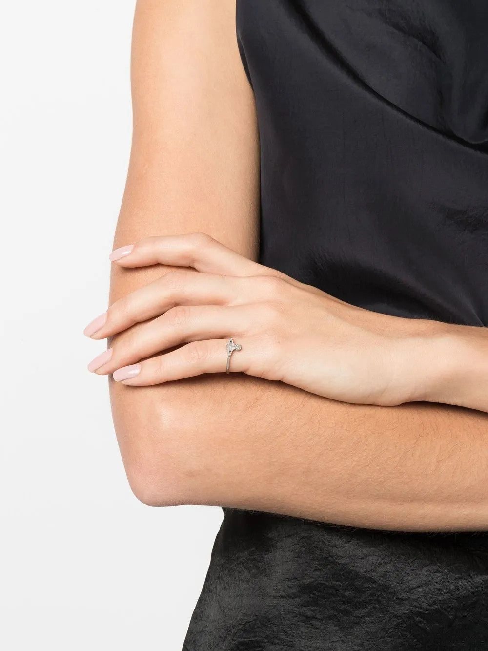 Grey accessories worn by a person, showing the accessories fit