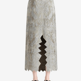 Grey skirt worn by a person, showing the skirt fit