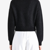 AURALEE - Women Garment-Dyed Baby Alpaca Fur Knit Crewneck Cardigan
