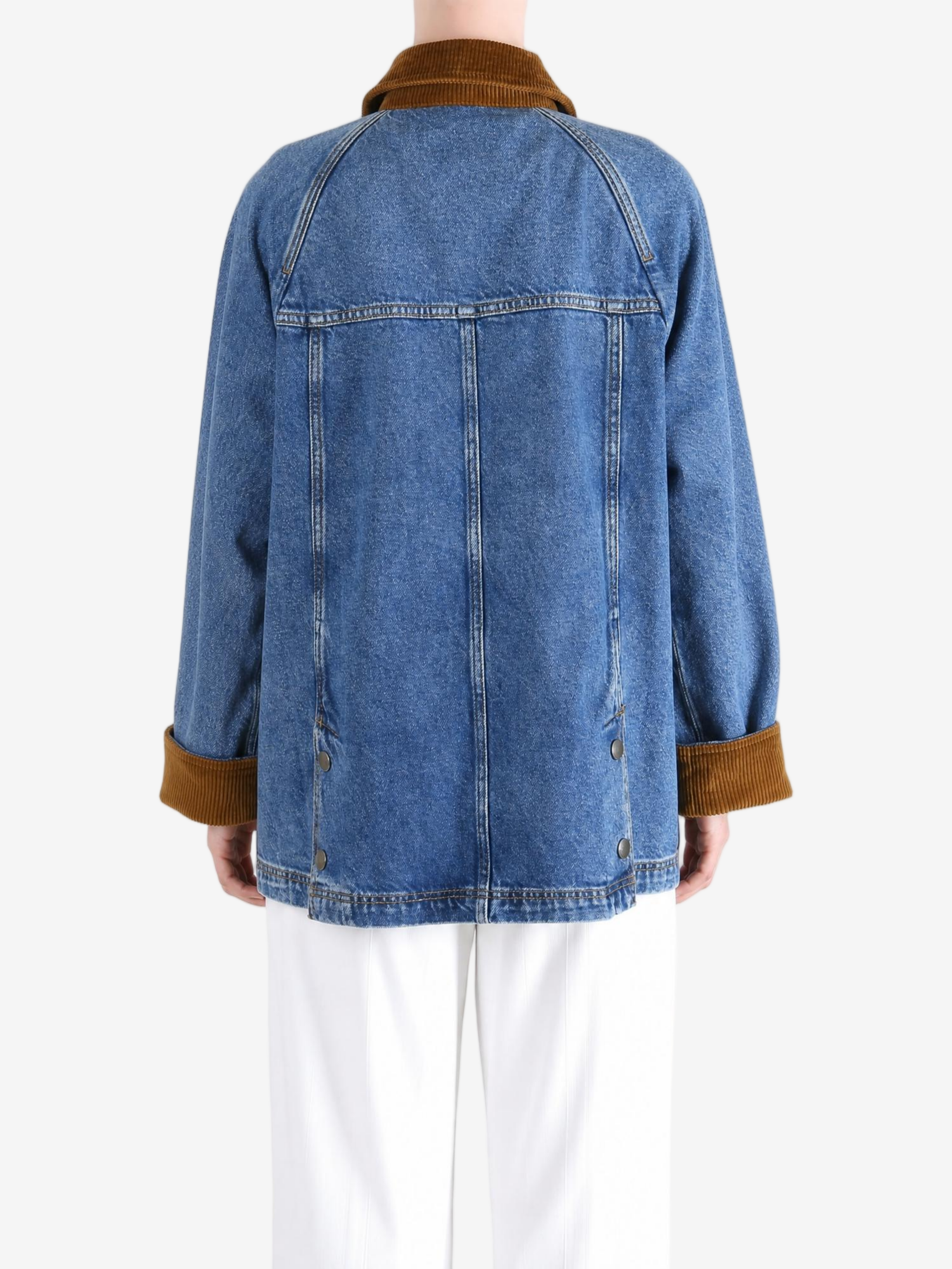 Blue jacket, full body view