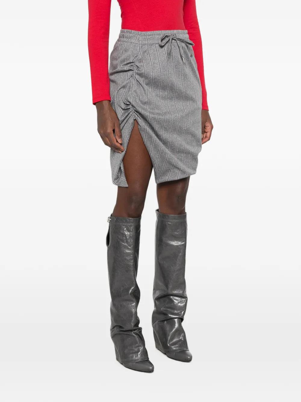 Grey skirt, full body view