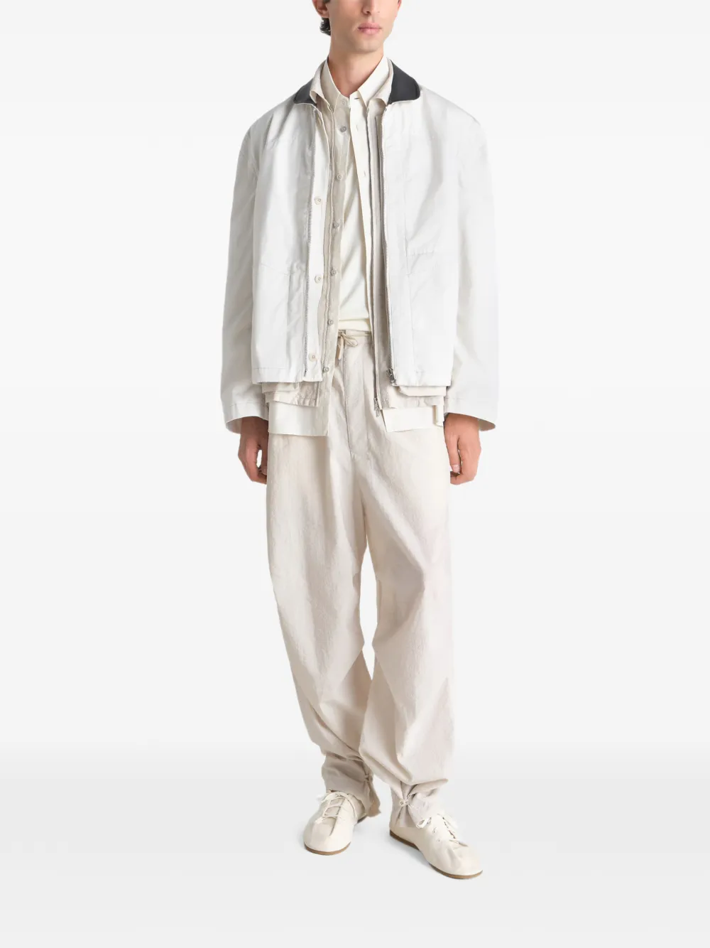 Tan jacket, full body view