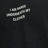 Close up of Black t-shirt, showing texture of the 100% cotton fabric