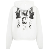 White hoodie, back view