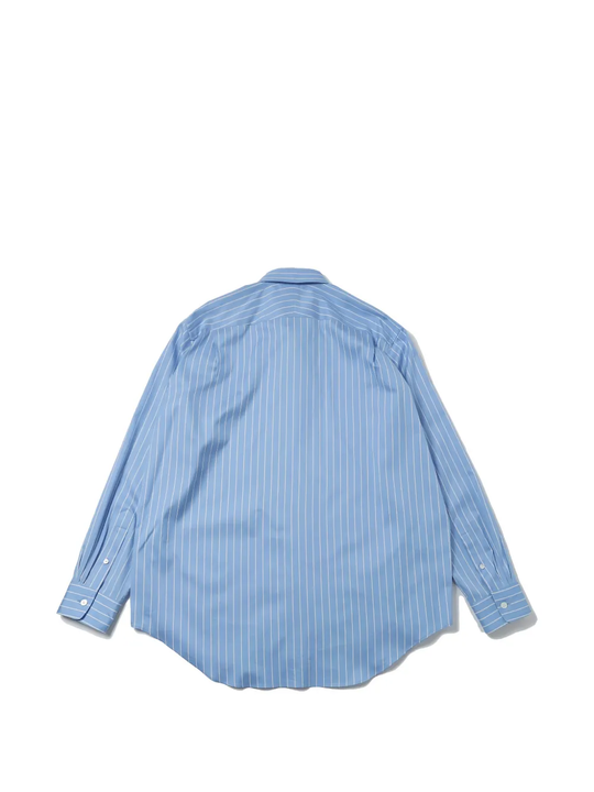 Blue and white striped T-shirt, back view showing vertical stripes