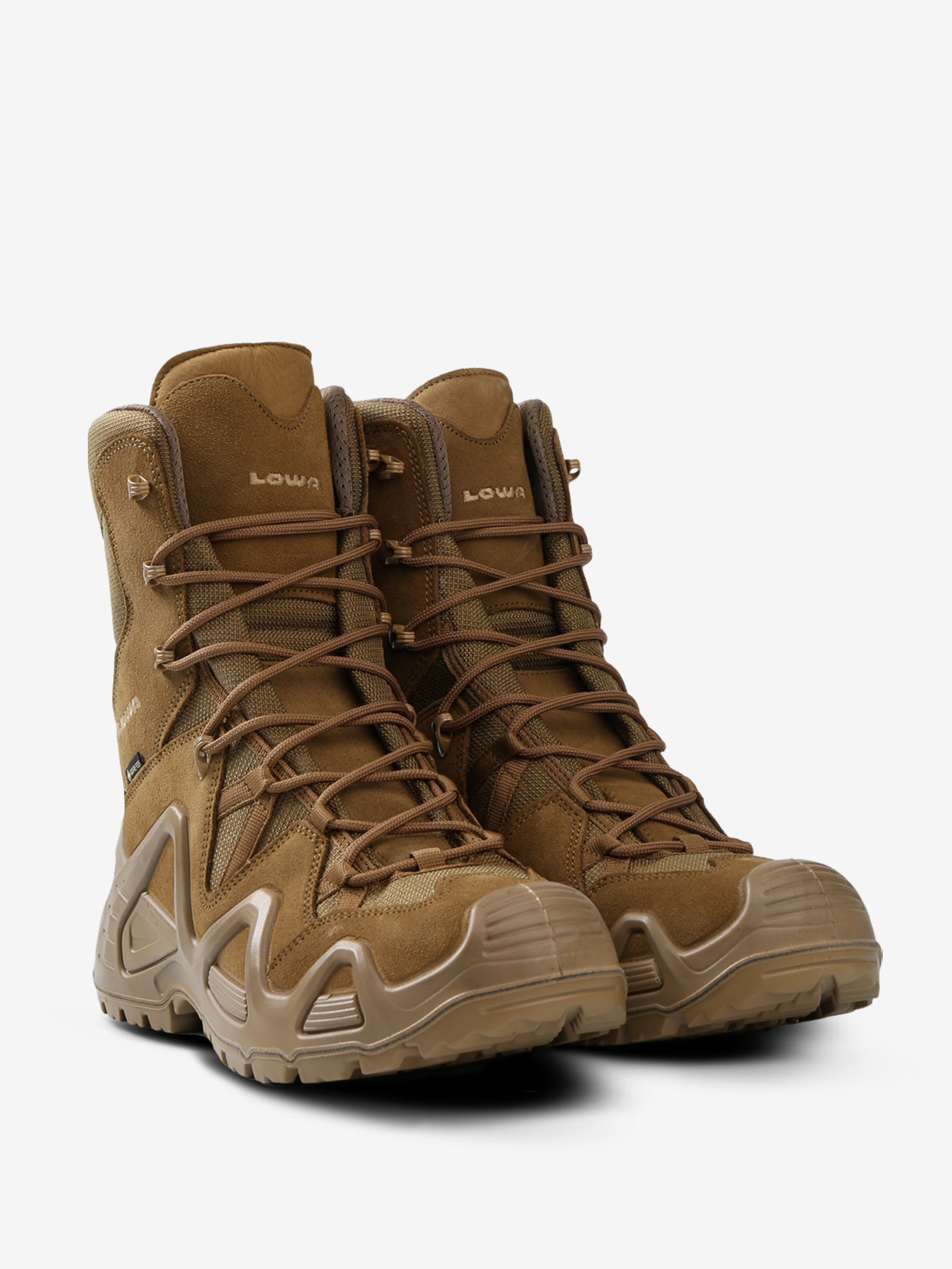 Tan boots, side view