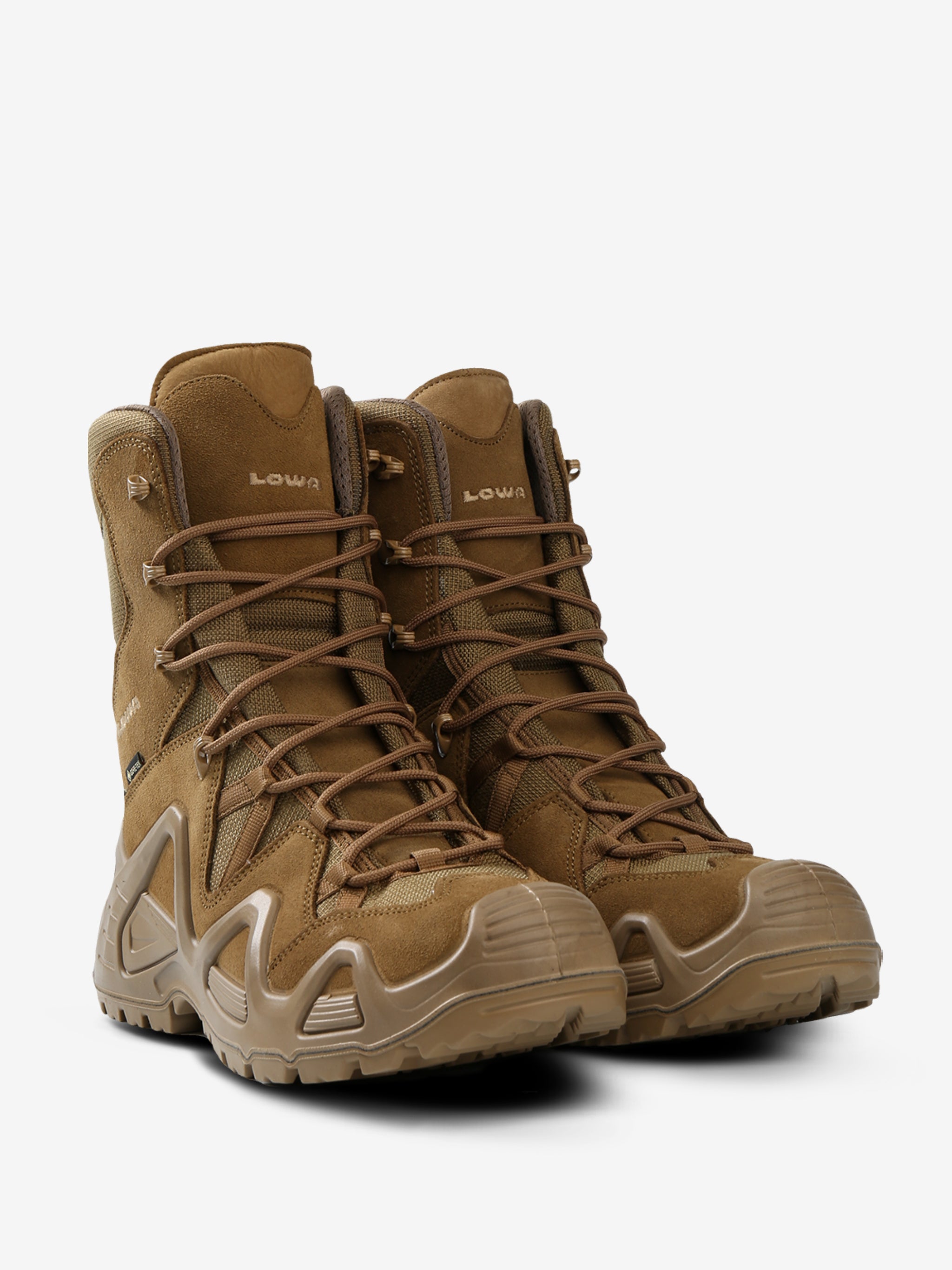 Tan boots, side view