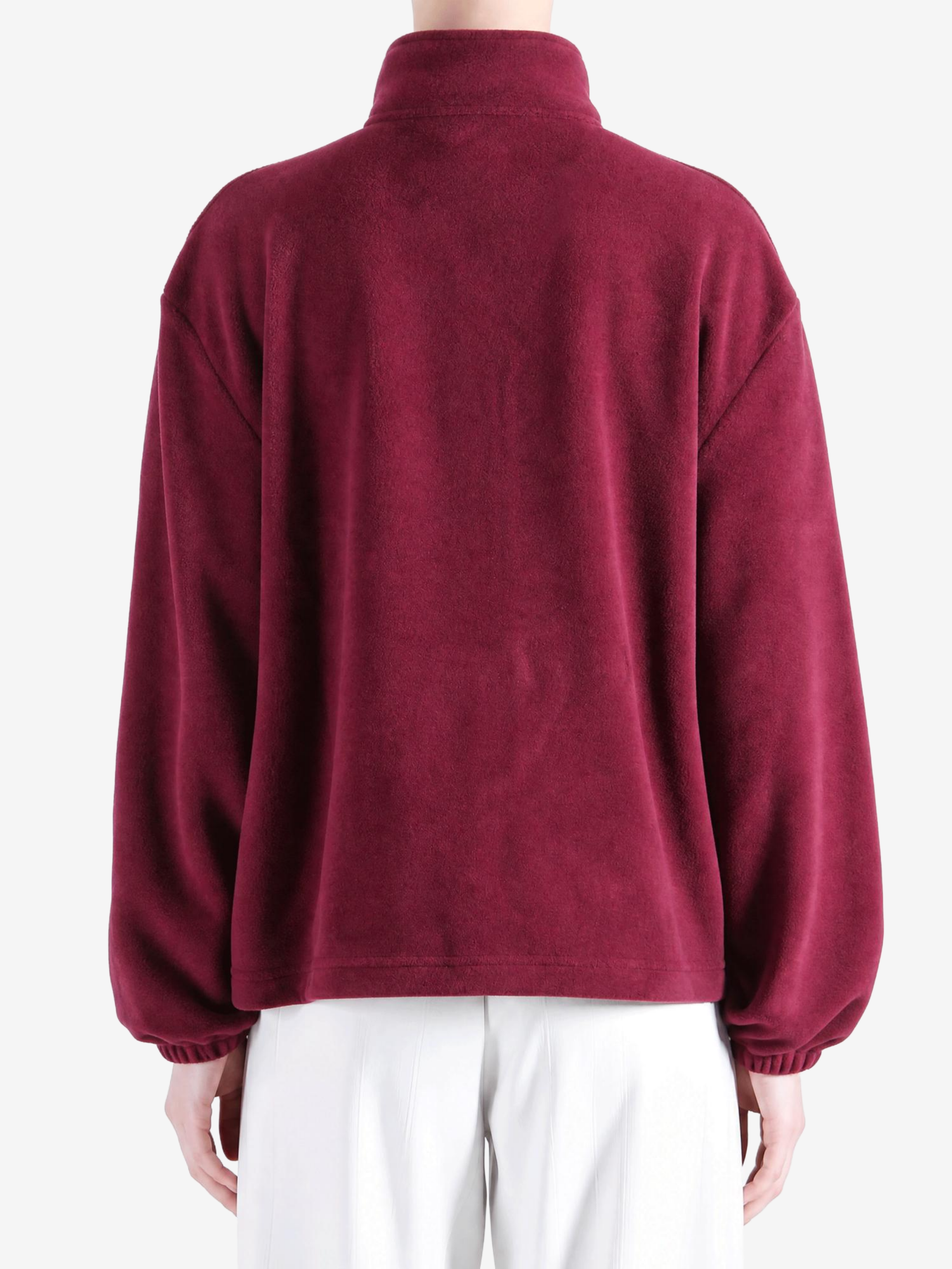 Burgundy jacket, full body view