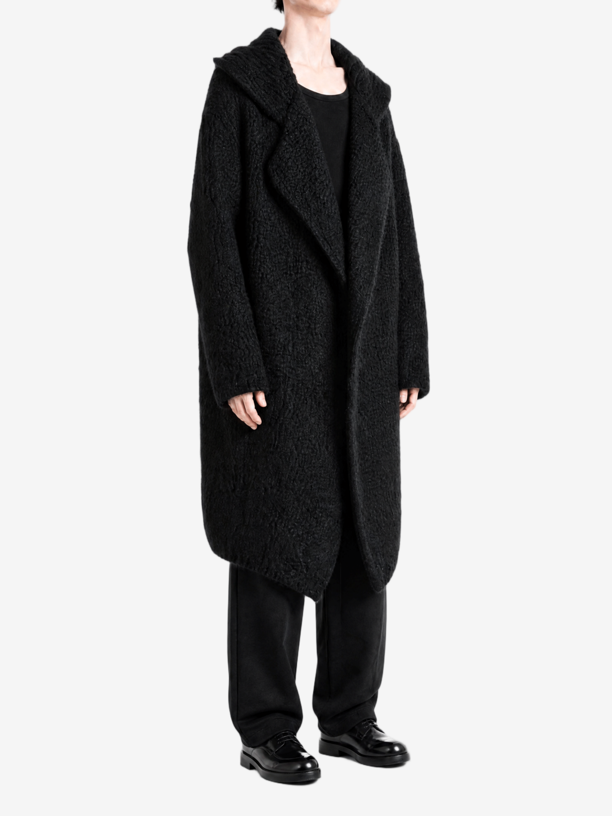 Black knitwear, full body view