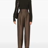 Brown top, full body view