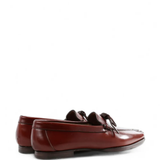 Burgundy flats, side view