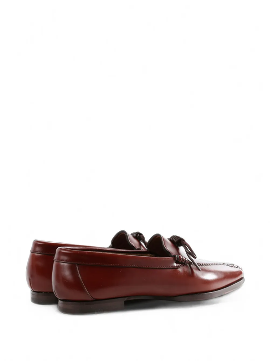 Burgundy flats, side view