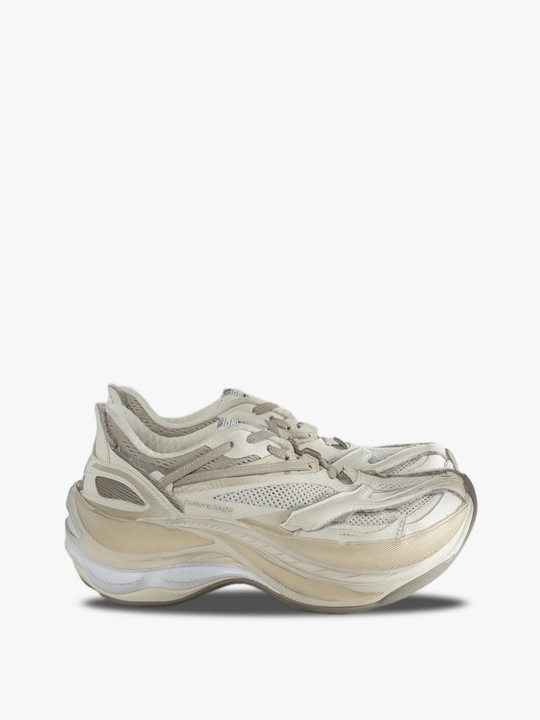 Tan shoes, side view