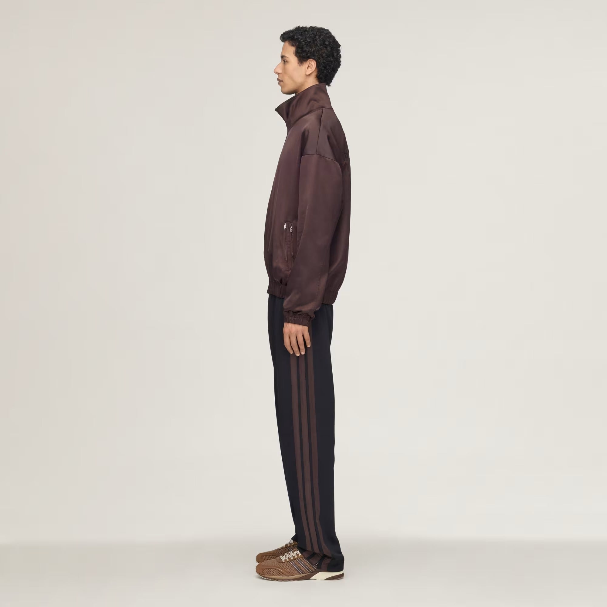 Navy pants, full body view