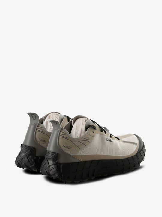 Tan sneakers, back view