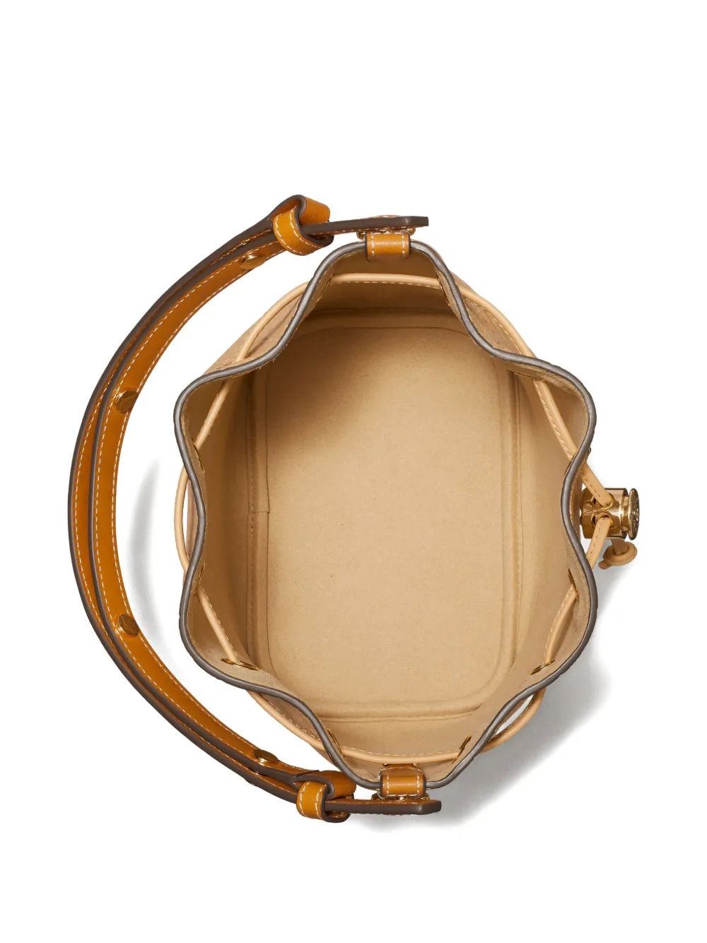 tan bag, inside view
