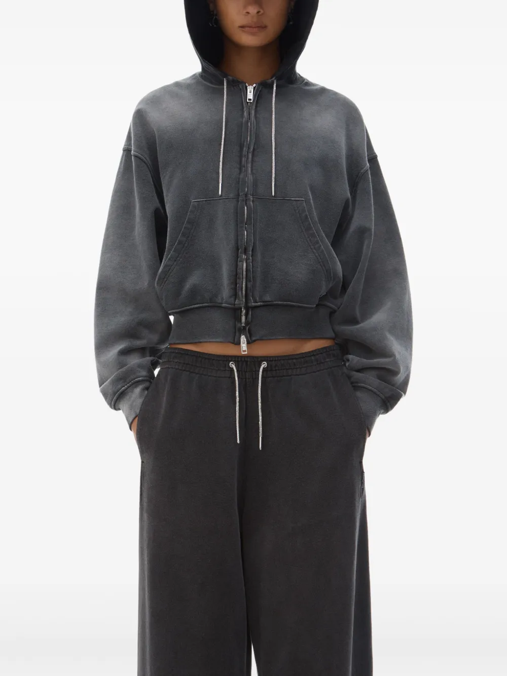 T BY ALEXANDER WANG - Women Zip Up W/ Rhinestone Drawcord