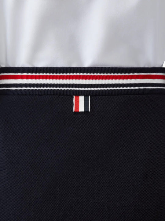 Close up of Navy skirt, showing detail