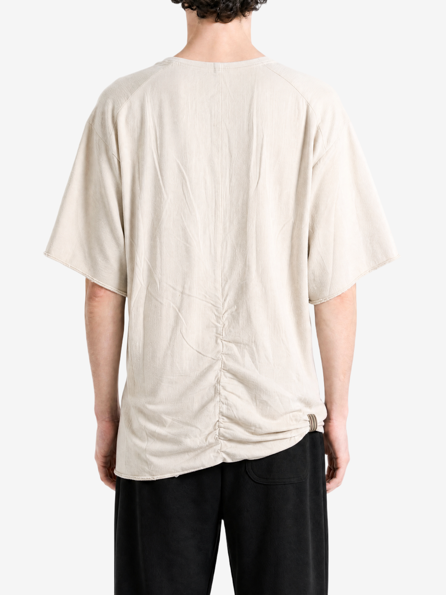 Tan t-shirt, full body view