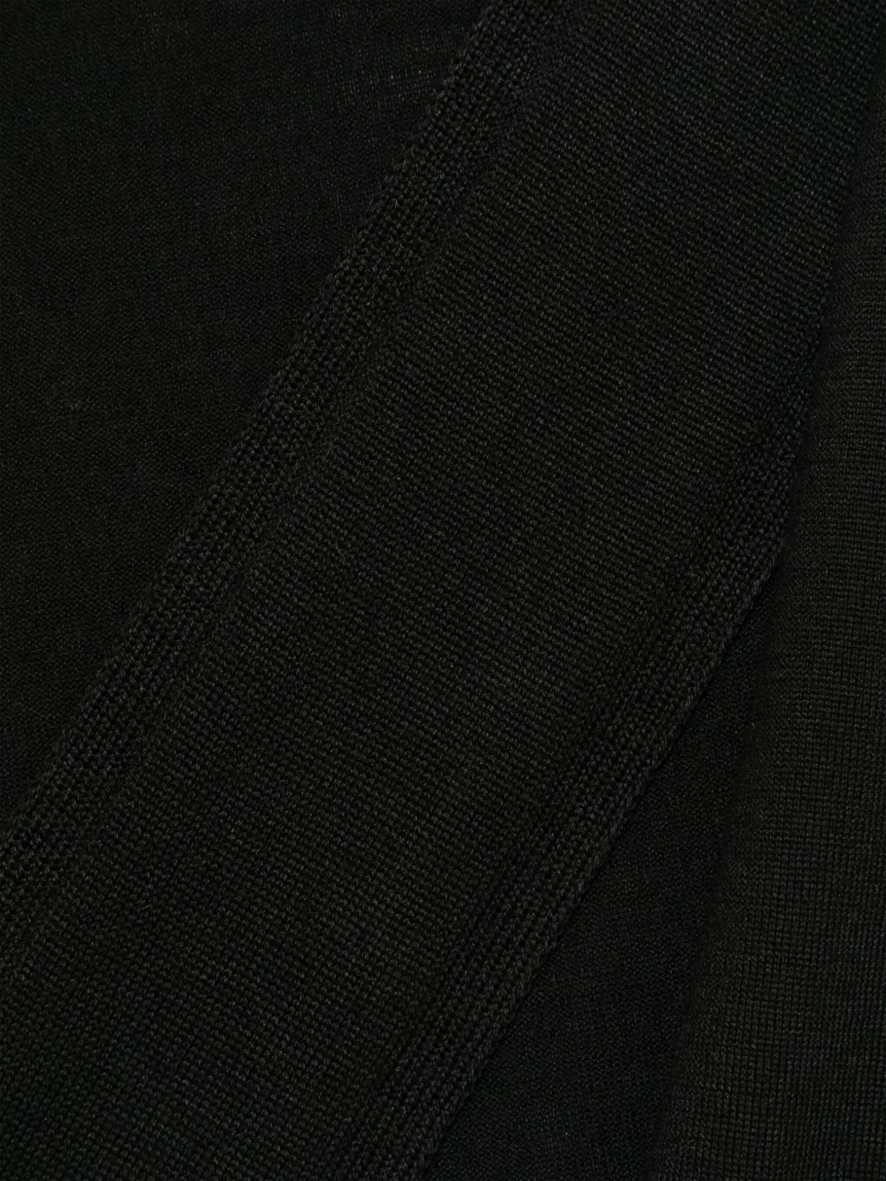 Close up of black scrarf, showing texture of the acrylic and wool fabric