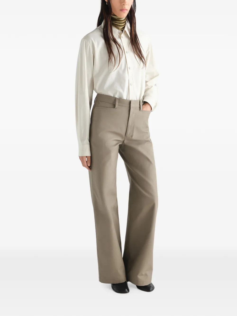 Tan pants, full body view