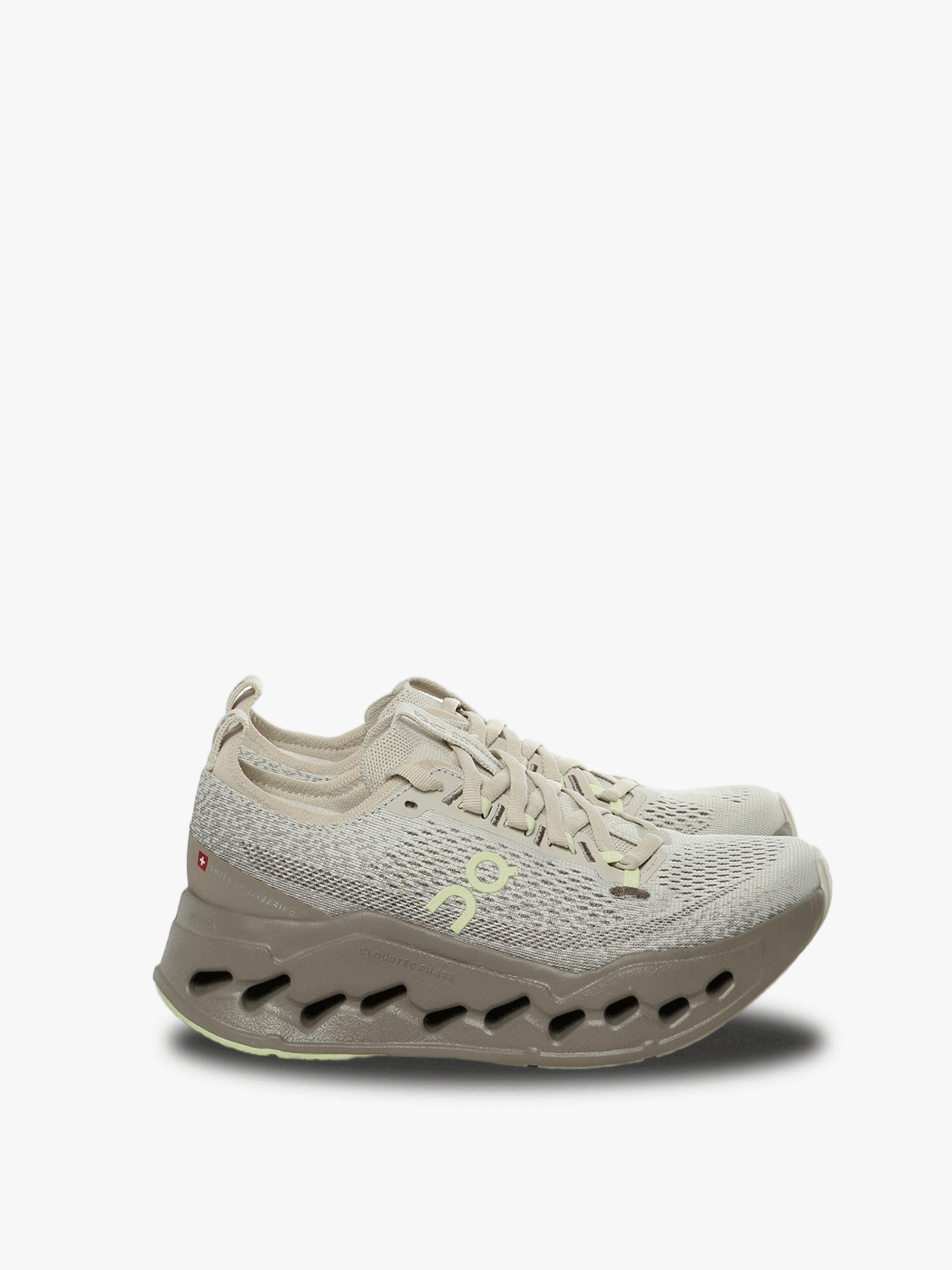 Tan sneakers, front view