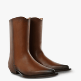 Tan boots, front view