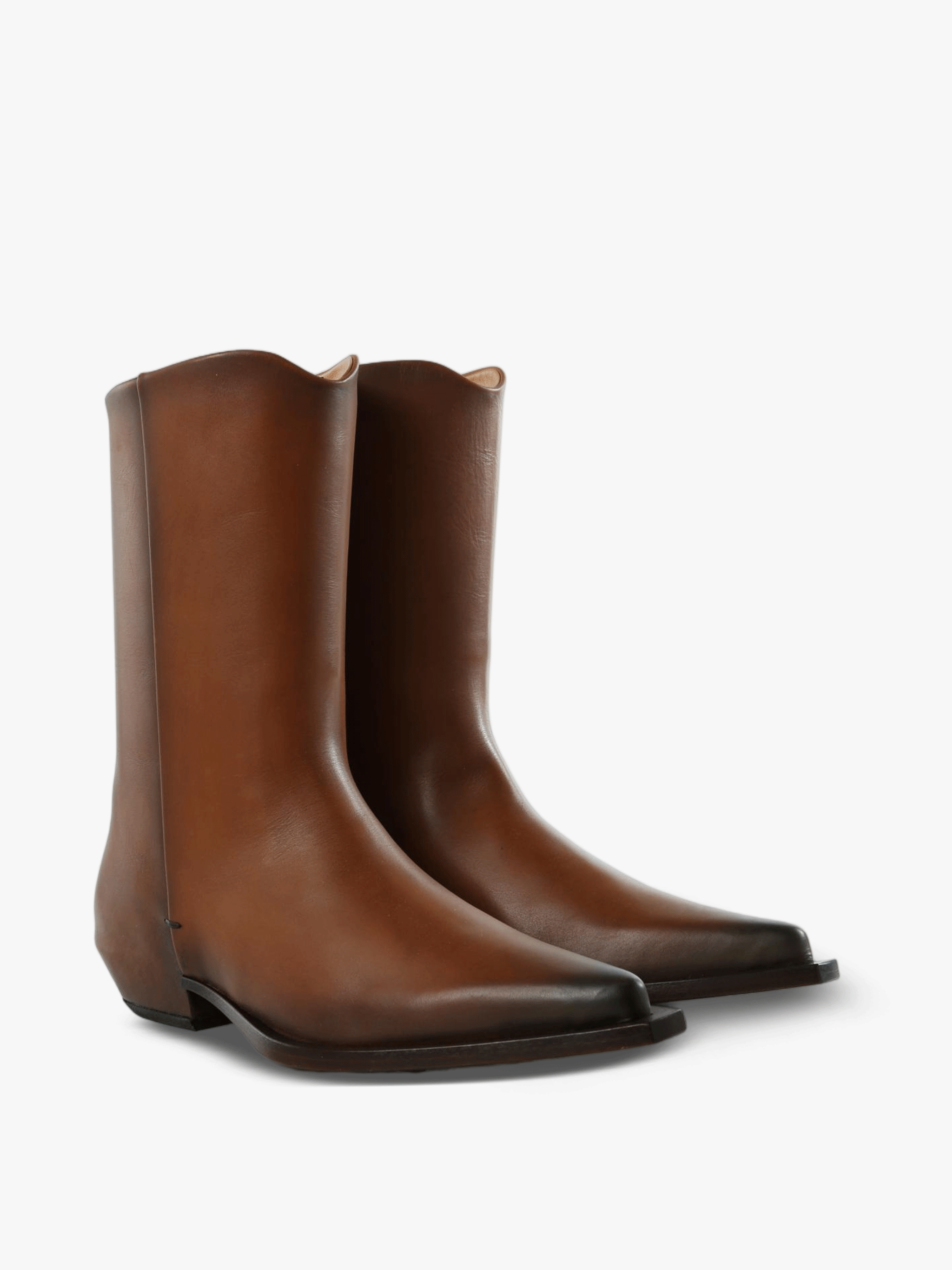 Tan boots, front view