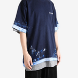 Navy t-shirt, full body view