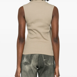 Tan top worn by a person, showing the top fit