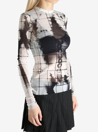 JEAN PAUL GAULTIER - Women Printed "Squeletor" Mesh Long Sleeves Top