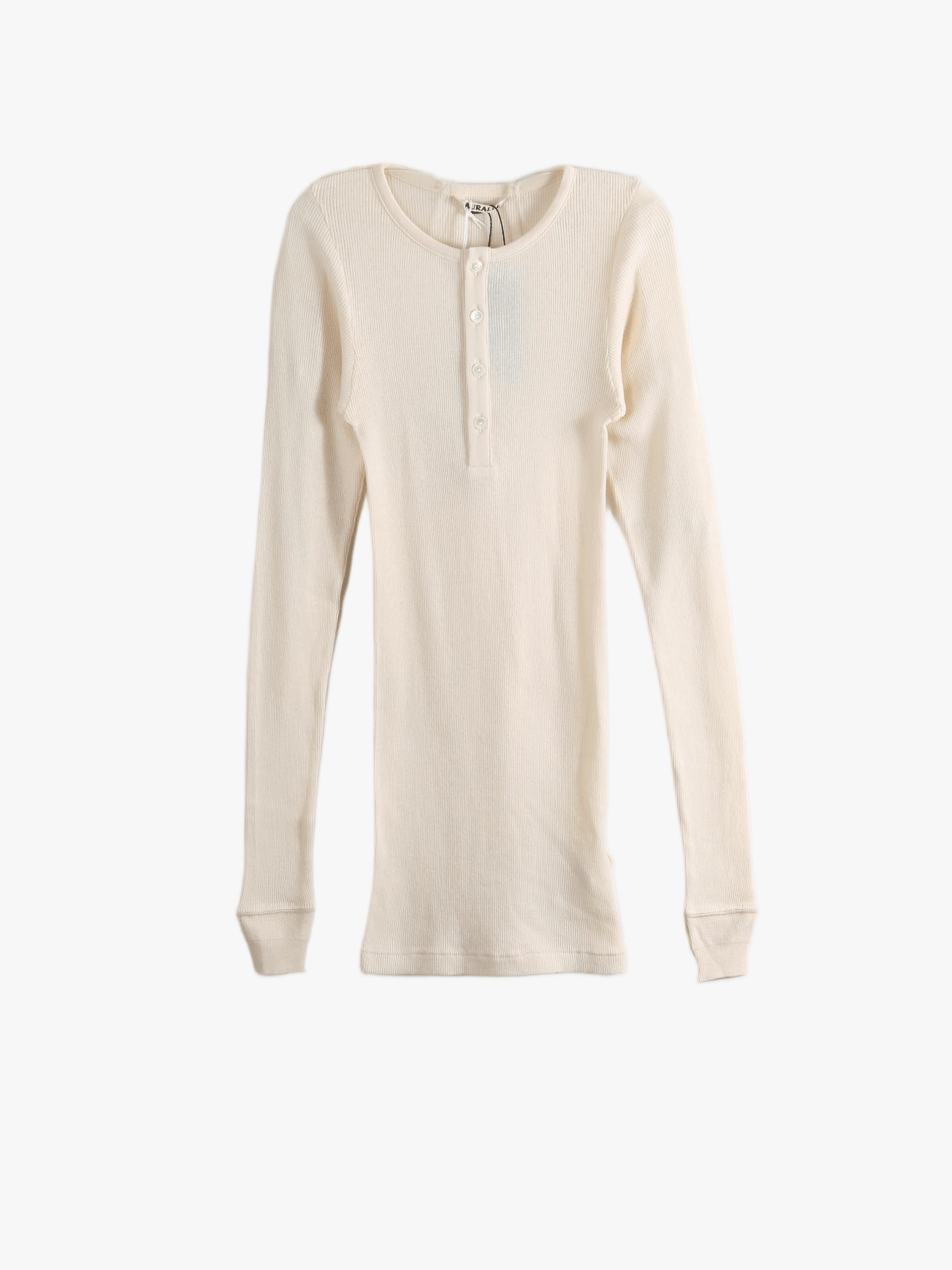 AURALEE - Women Organic Soft Rib Henley Neck Top – Atelier New York AURALEE - Women Organic Soft Rib Henley Neck Top – Atelier New York