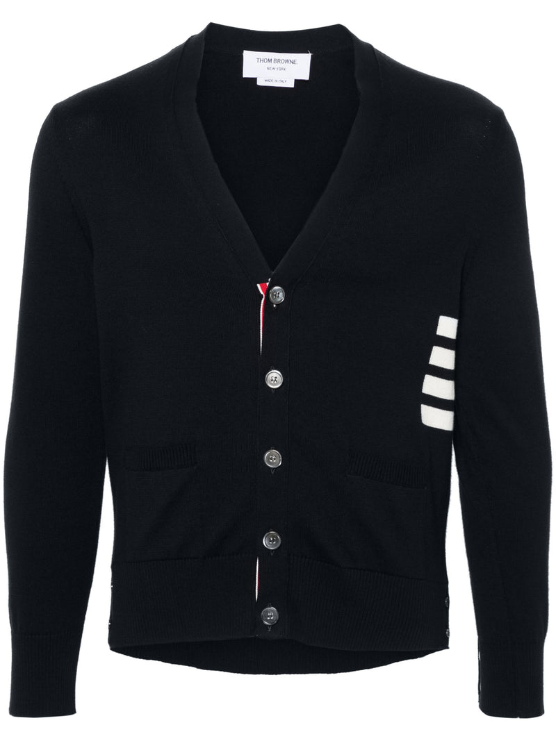 THOM BROWNE - Men Jersey Stitch Relaxed Fit V Neck Cardigan