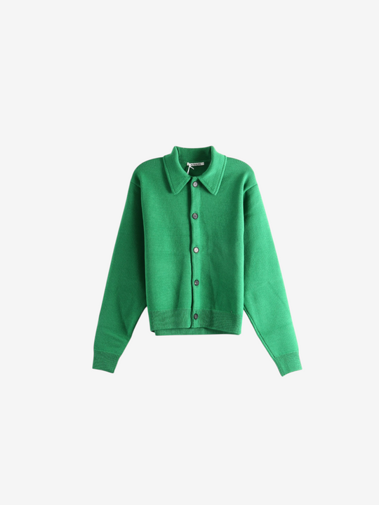 Green knitwear, front view
