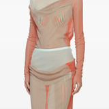 JEAN PAUL GAULTIER - Women Pinstripe Body Morphing Mesh Bodysuit