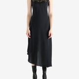 Black dress worn by a person, showing the dress's fit