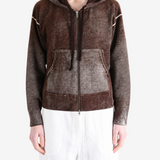 Brown hoodie, full body view