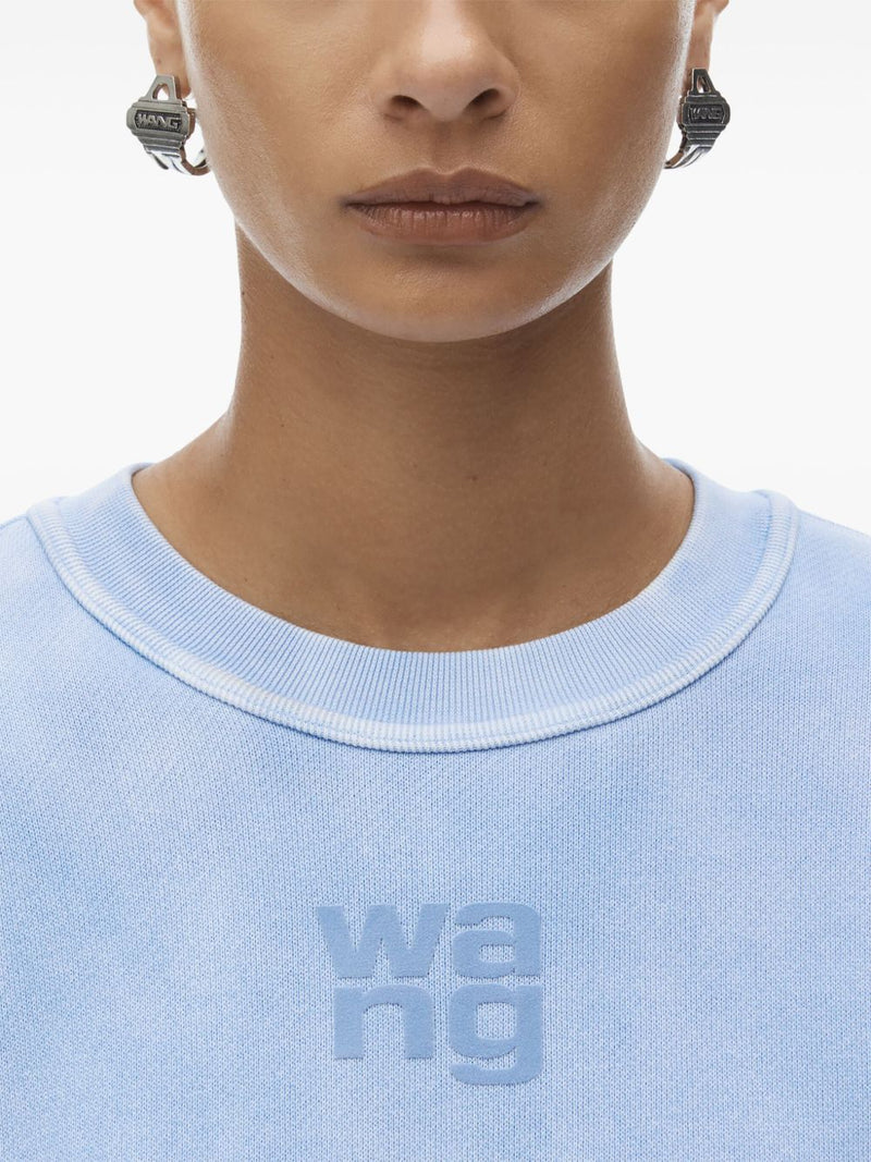 T BY ALEXANDER WANG - Women Essential Terry Crew W/ Puff Paint Logo Sweatshirt