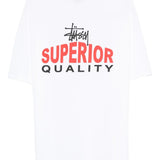 White t-shirt, back view showing relaxed fit