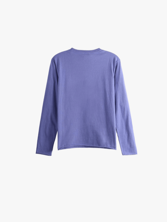 Purple t-shirt, back view