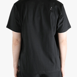 Black t-shirt worn by a person, showing the t-shirt's fit