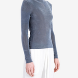 AMOMENTO - Women Mock Neck Top