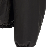 Close up of Black jacket, showing texture of the polyester fabric