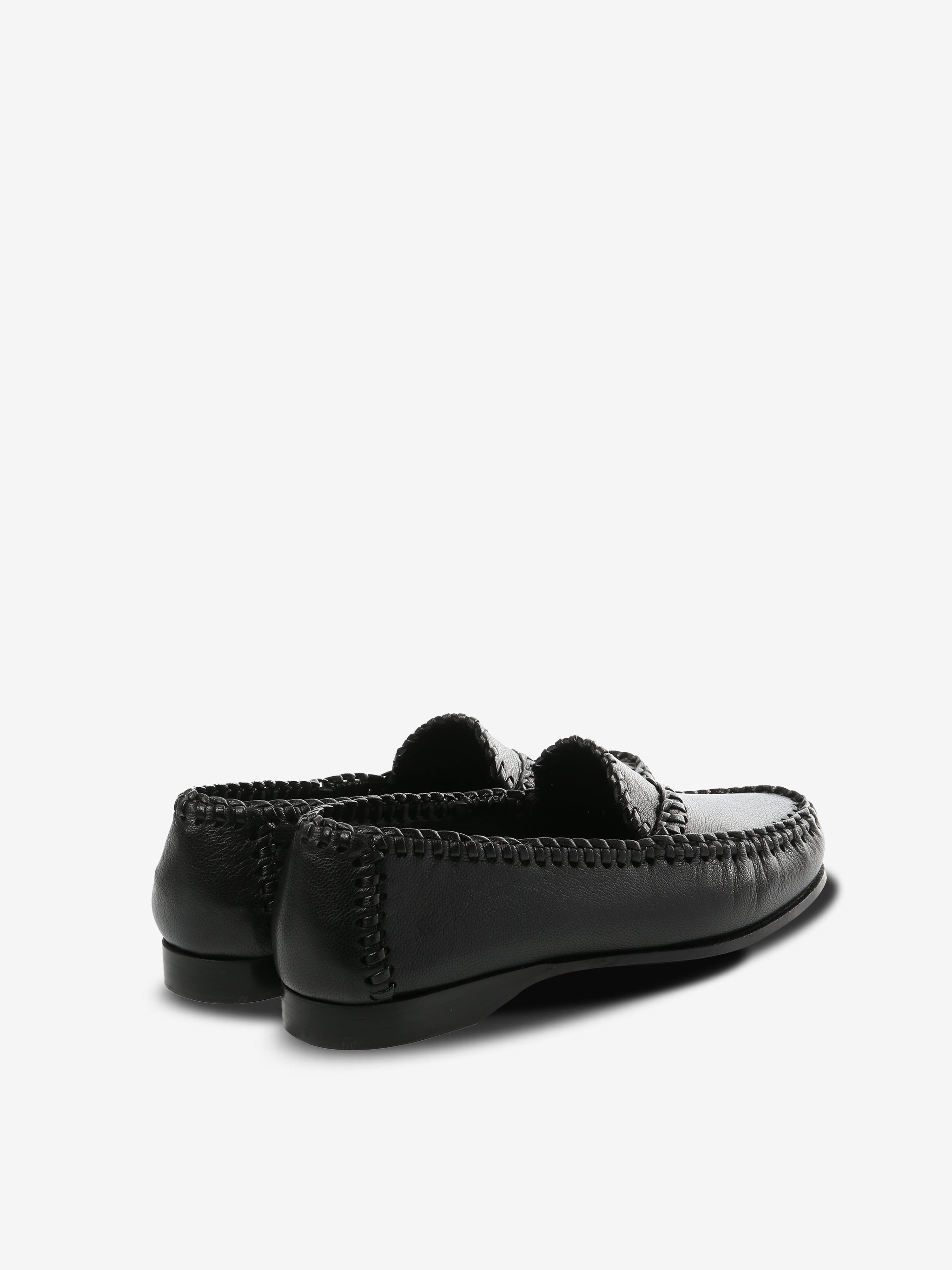 Black loafer, back view