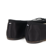 Close up of black flats, showing texture of the Cotton and  Acetate fabric