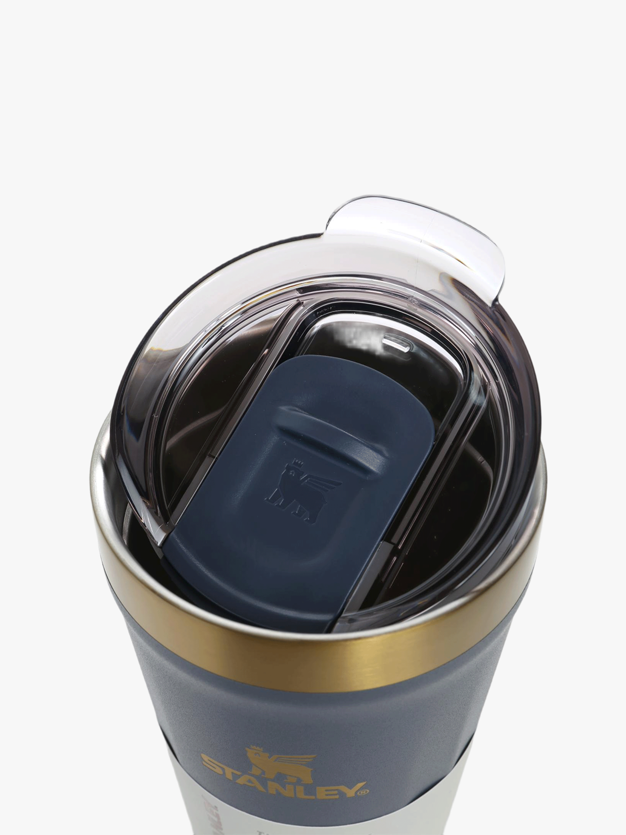 close up of blue home, showing texture of the stainless steel fabric