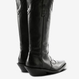 Black boots, back view