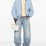 Blue jacket, full body view