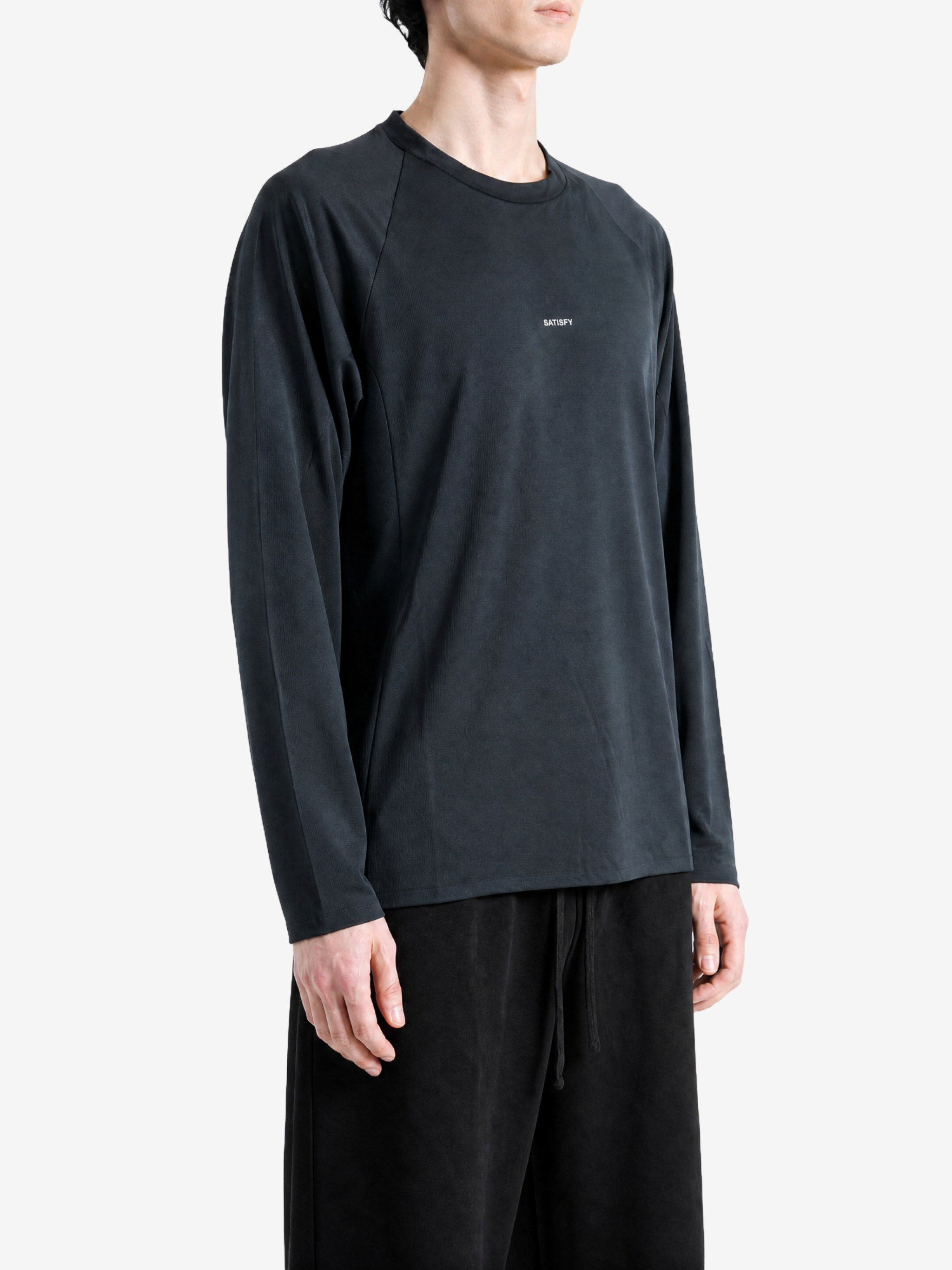 Black t-shirt, full body view